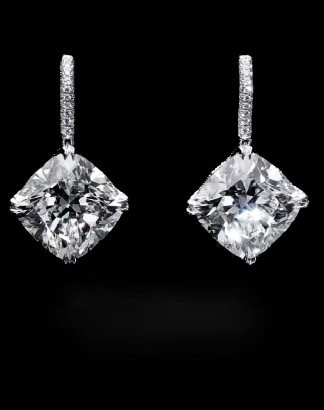 4-carat princess cut lab diamond platinum earrings