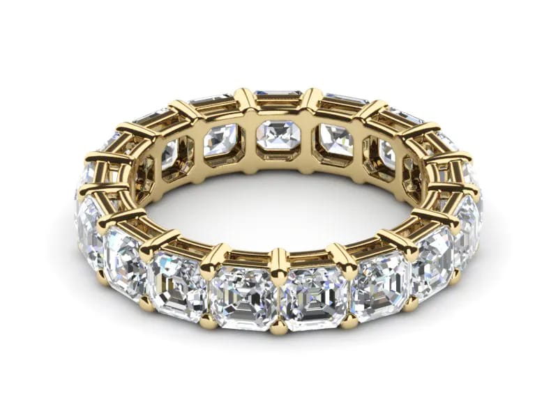 18k yellow gold lab diamond asscher cut band