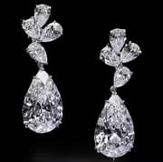 10 carats pear cut lab diamond platinum earrings