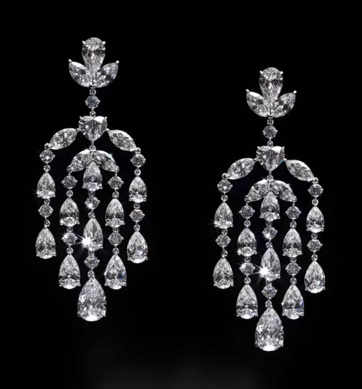 10-carat pear and marquise cut lab diamond platinum earrings