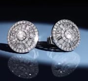 6-carat square and round cut lab diamond platinum earrings