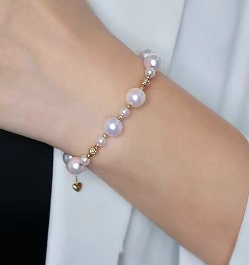 3-7mm 18k gold akoya pearl bracelet