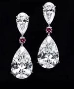 6-carat pear cut lab diamond platinum earring