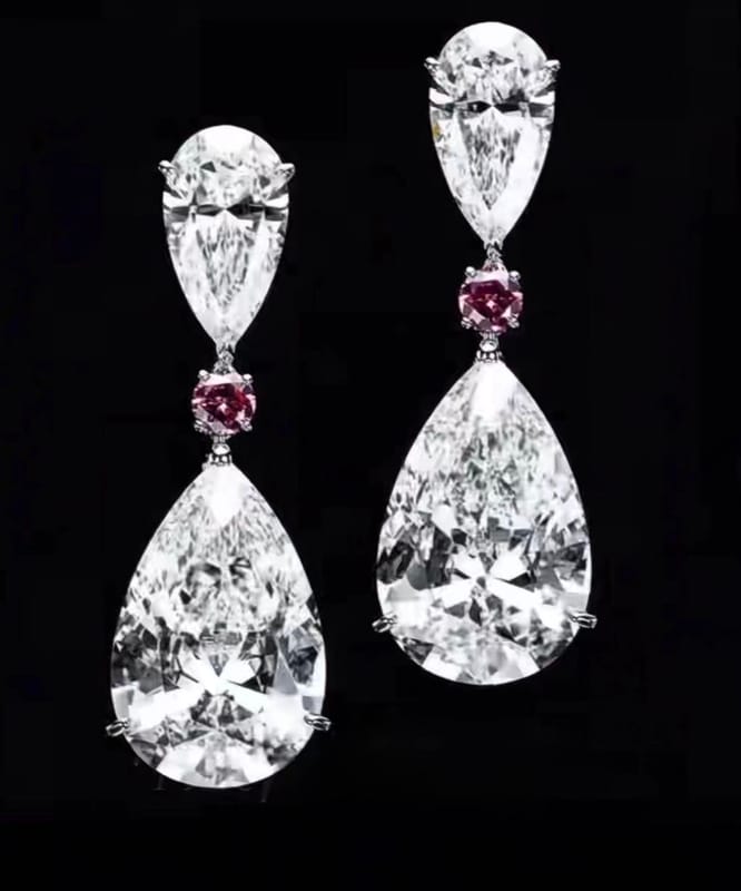 6-carat pear cut lab diamond platinum earring
