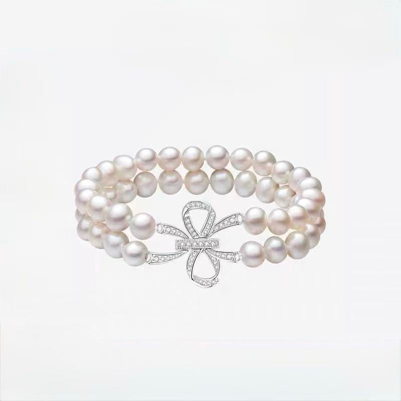 6-7mm double-layer bow pearl bracelet