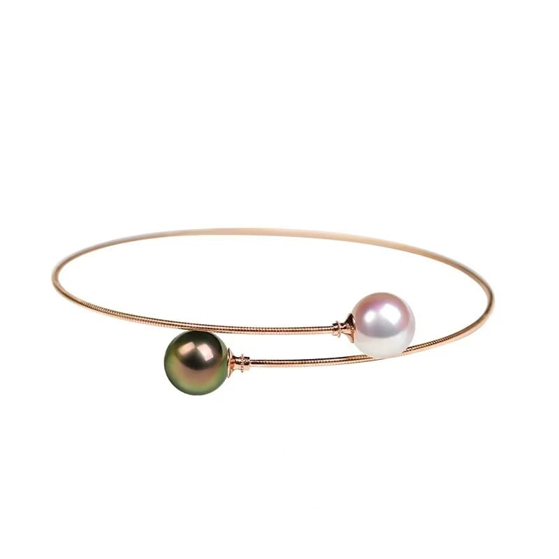 12-13mm 18k gold double pearl bracelet