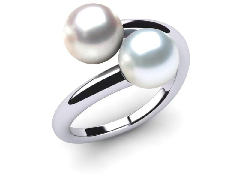 18k gold double sea pearl ring 