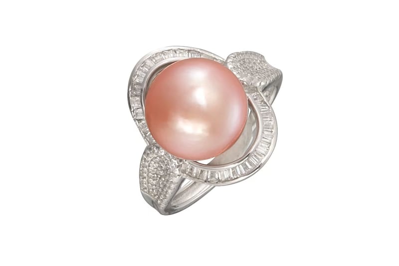 12-13mm 18k gold diamond sea pearl ring