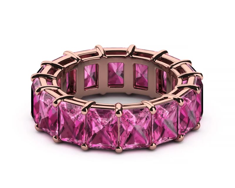 18K Yellow Gold Emerald Radiant Cut Eternity Band