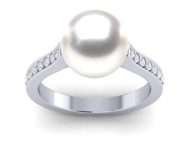 18k gold diamond sea pearl ring