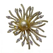 Chrysanthemum crystal golden pearl brooch