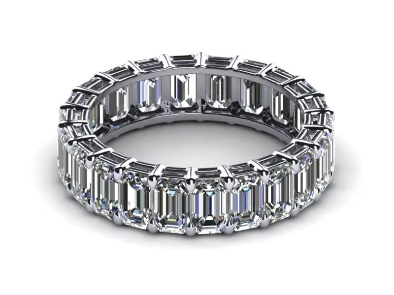 Platinum lab Diamond Baguette Cut Eternity Band
