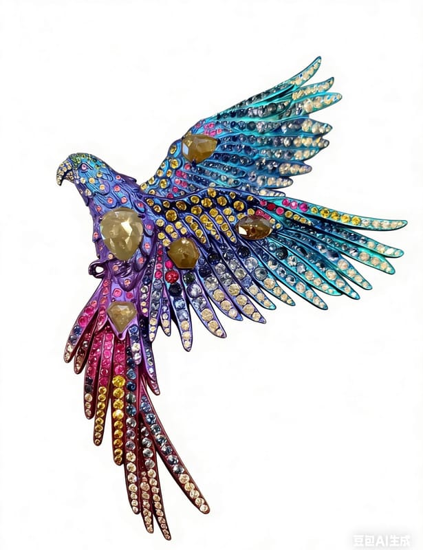 Colorful parrot brooch