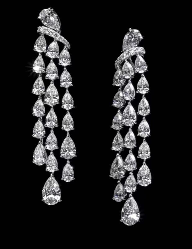 14-carat pear cut lab diamond platinum earrings