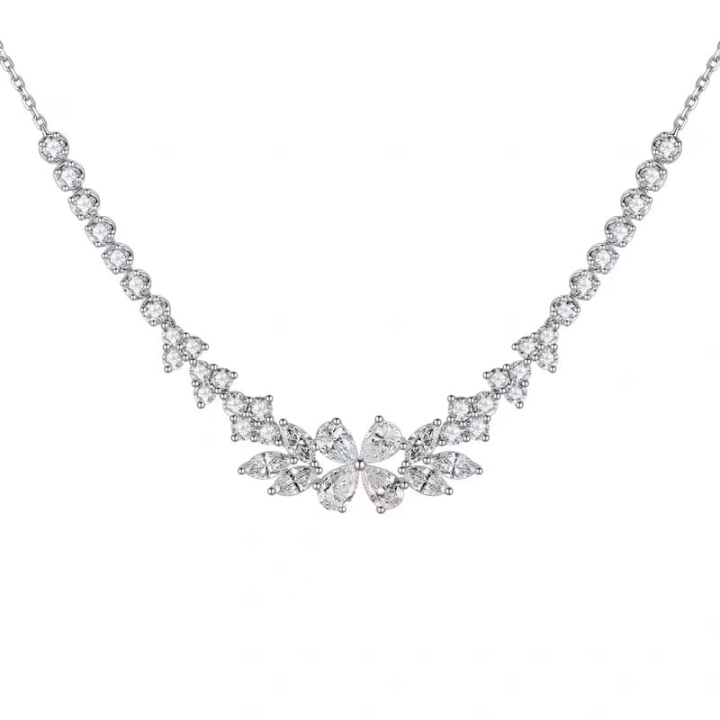 Petal lab  diamond platinum necklace