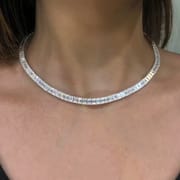Emerald cut lab diamond white gold necklace