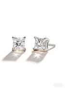 Princess cut lab diamond platinum earrings