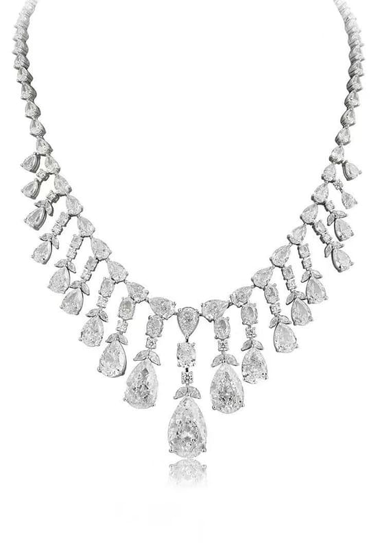 Custom-made lab diamond platinum necklace , 