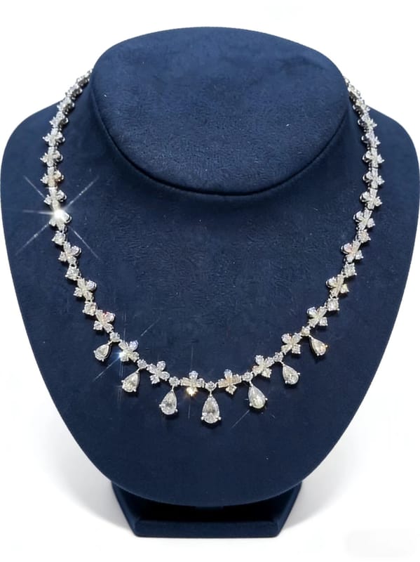 Pear- cut lab diamond platinum necklace