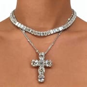 Tennis necklace & Cross diamond pendant