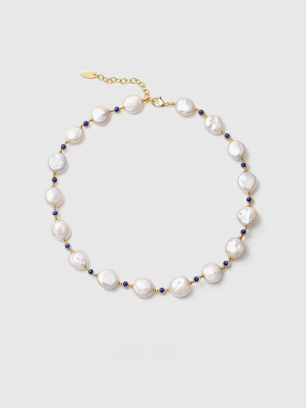 White button pearl necklace