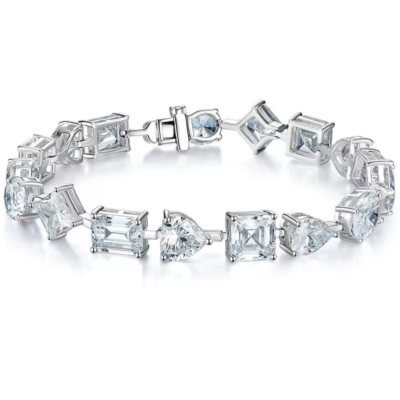 One-carat mixed-cut lab diamond platinum bracelet