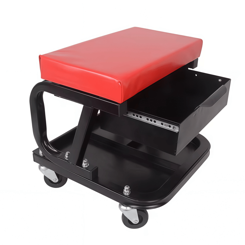 Car Repair Padded Work Shop Stool Detailing Mechanic Garage Chair Rolling Roller Creeper Seat with Tool Storage Drawer