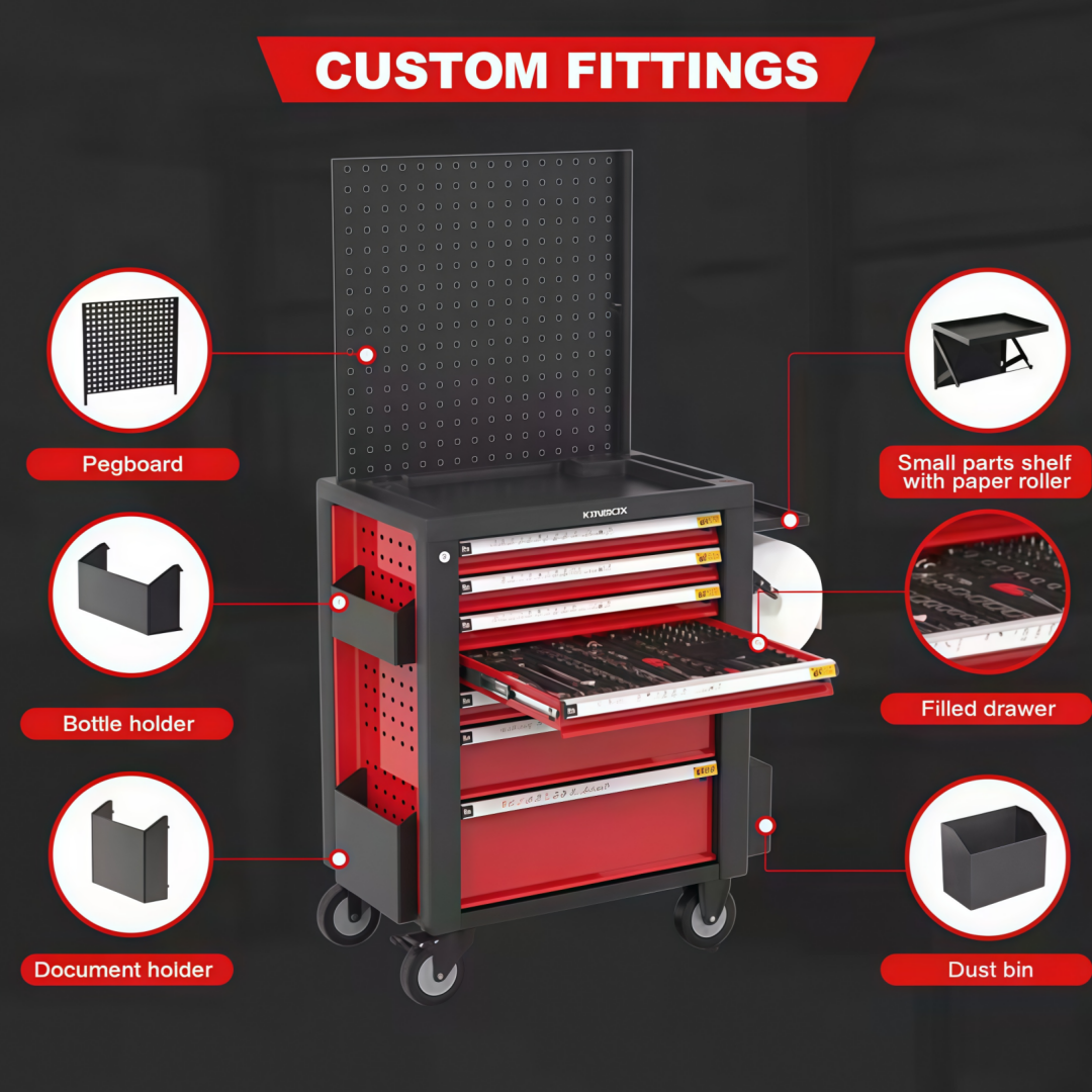 Five Drawers Tool Cart Multi Functional Hardware Toolbox Car Repair ...