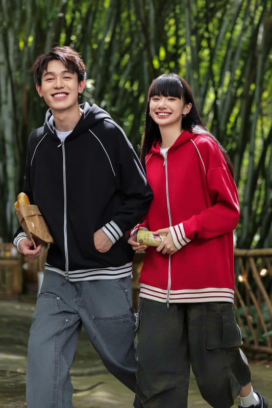 55018# 380g Retro Trendy Cotton Drop Shoulder Zipper Jacket