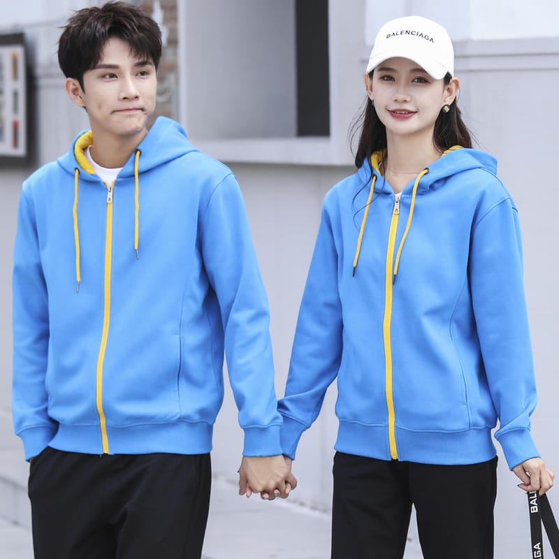 DD8029# Pure Cotton Color-block Hooded Jacket