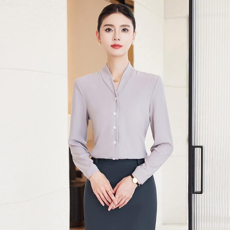 Long-sleeve V-neck shirt