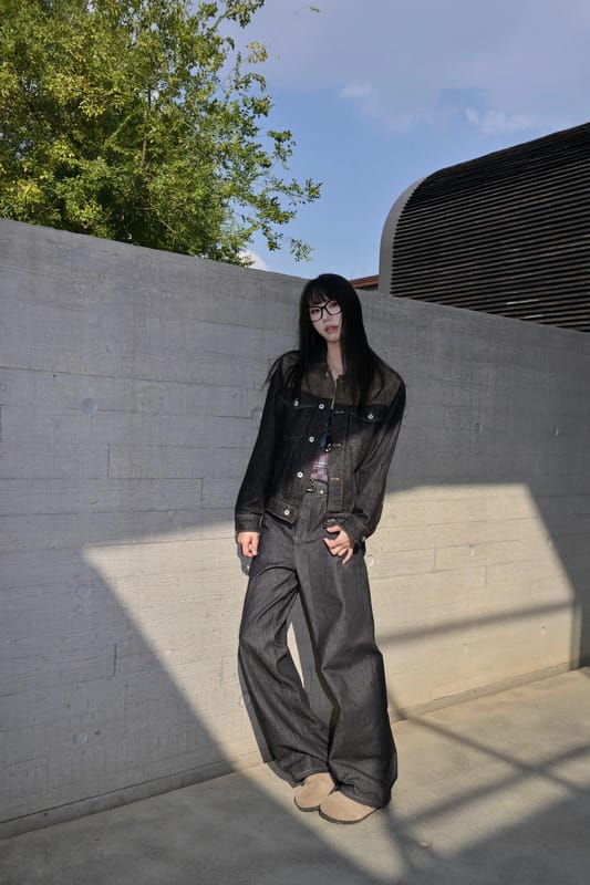Cleanfit Barnes-style denim jacket, suede spliced contrast stitching original color regular shoulder unisex denim coat
