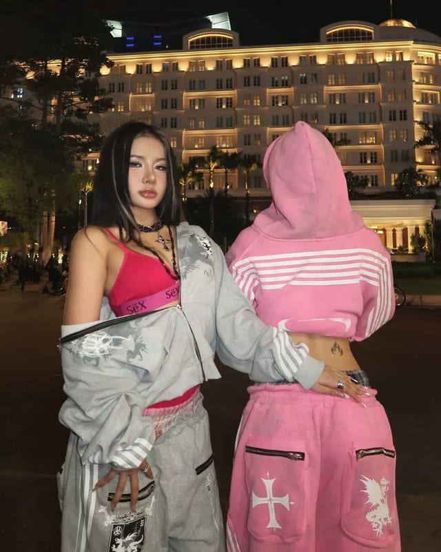 European and American retro design printed hoodie trendy brand street zipper loose fit men's and women's hoodie and pants