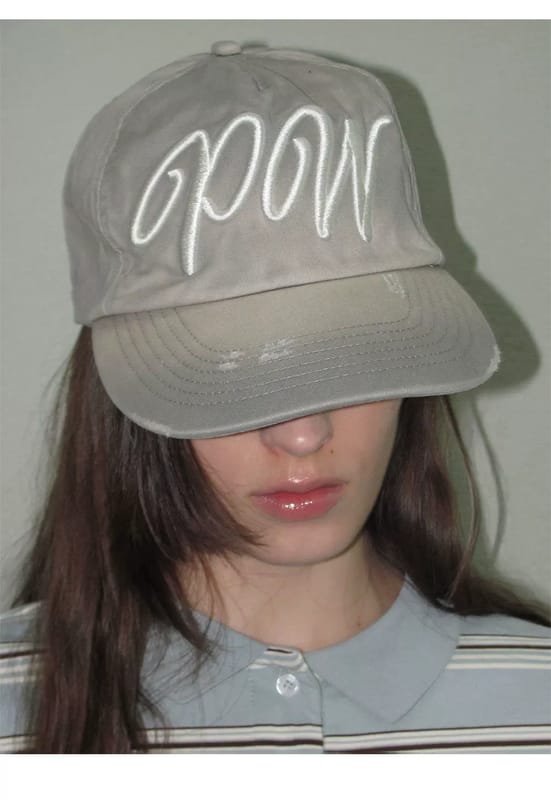 Washed vintage gradient 5-panel round crown cap with metal buckle strap