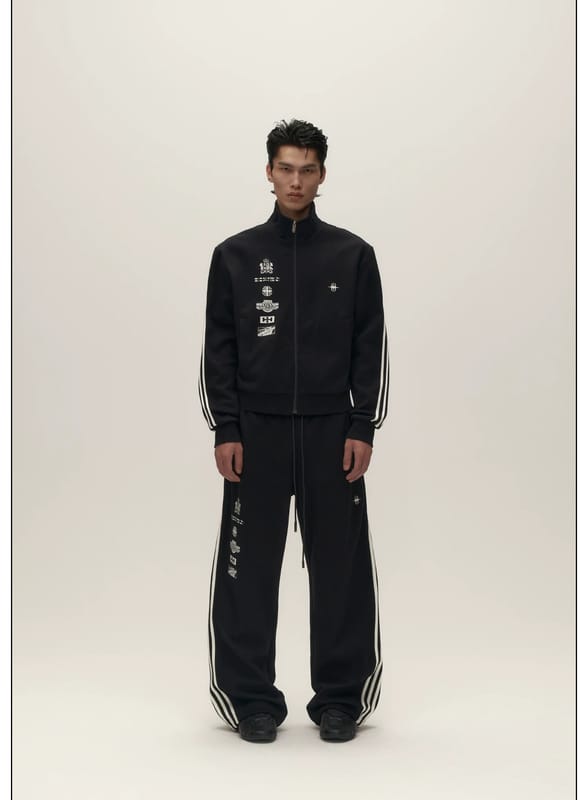 Autumn coat printed sweatshirt long sweatpants retro sports suit