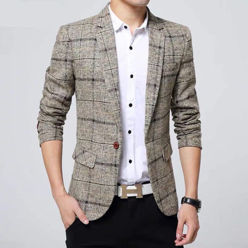 Men's suits knitted casual suits jacket slim man blazer