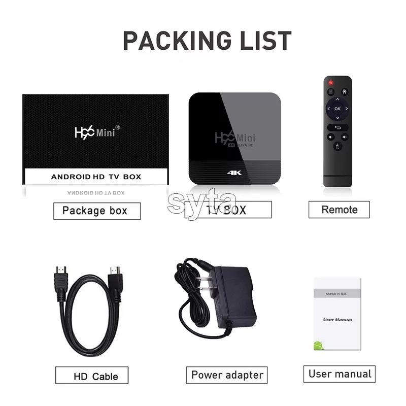 SYTA H96 Mini H8 4K Smart Tv Box Android 9 Amlogic RK3228A Youtube Google Media player