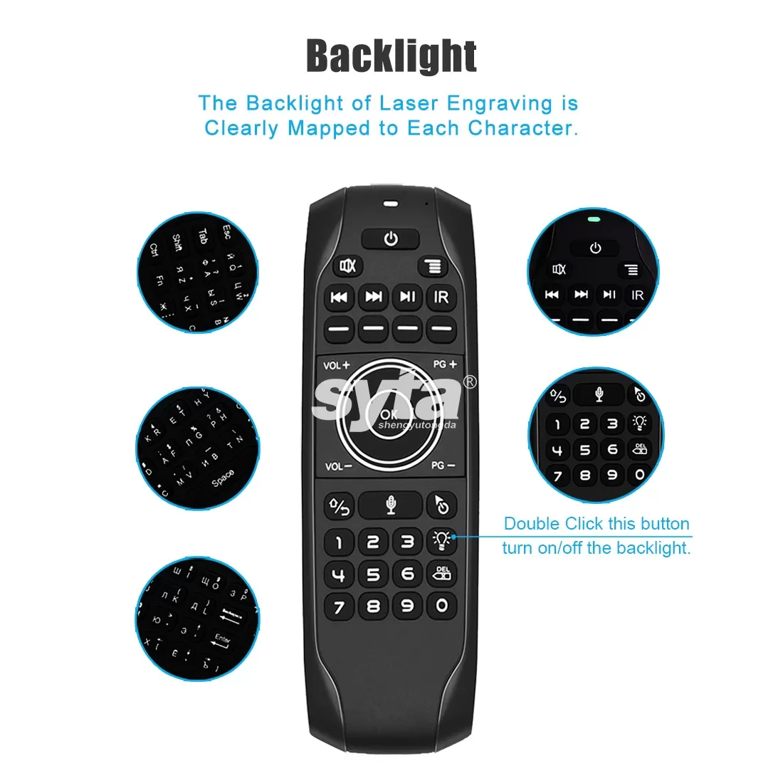 SYTA G7R Pro Air Mouse 2.4GHz Wireless Remote Control Air Mouse IR Learning Backlit Voice SYTA G7R Pro Air Mouse 2.4GHz Wireless Remote Control Air Mouse IR Learning Backlit Voice