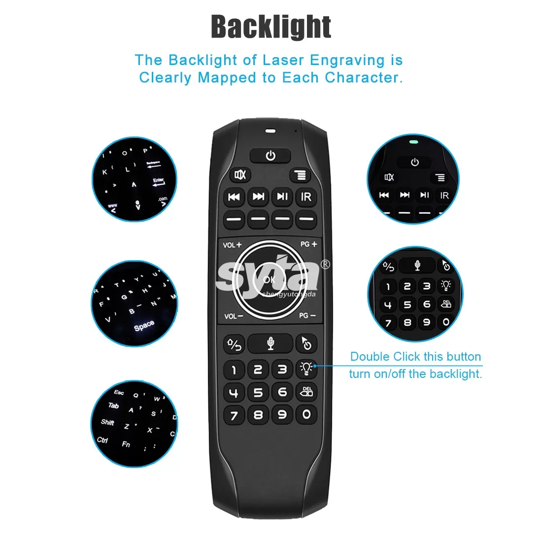 SYTA G7V Pro 2.4GHz Wireless Remote Control Air Mouse IR Learning Backlit Voice