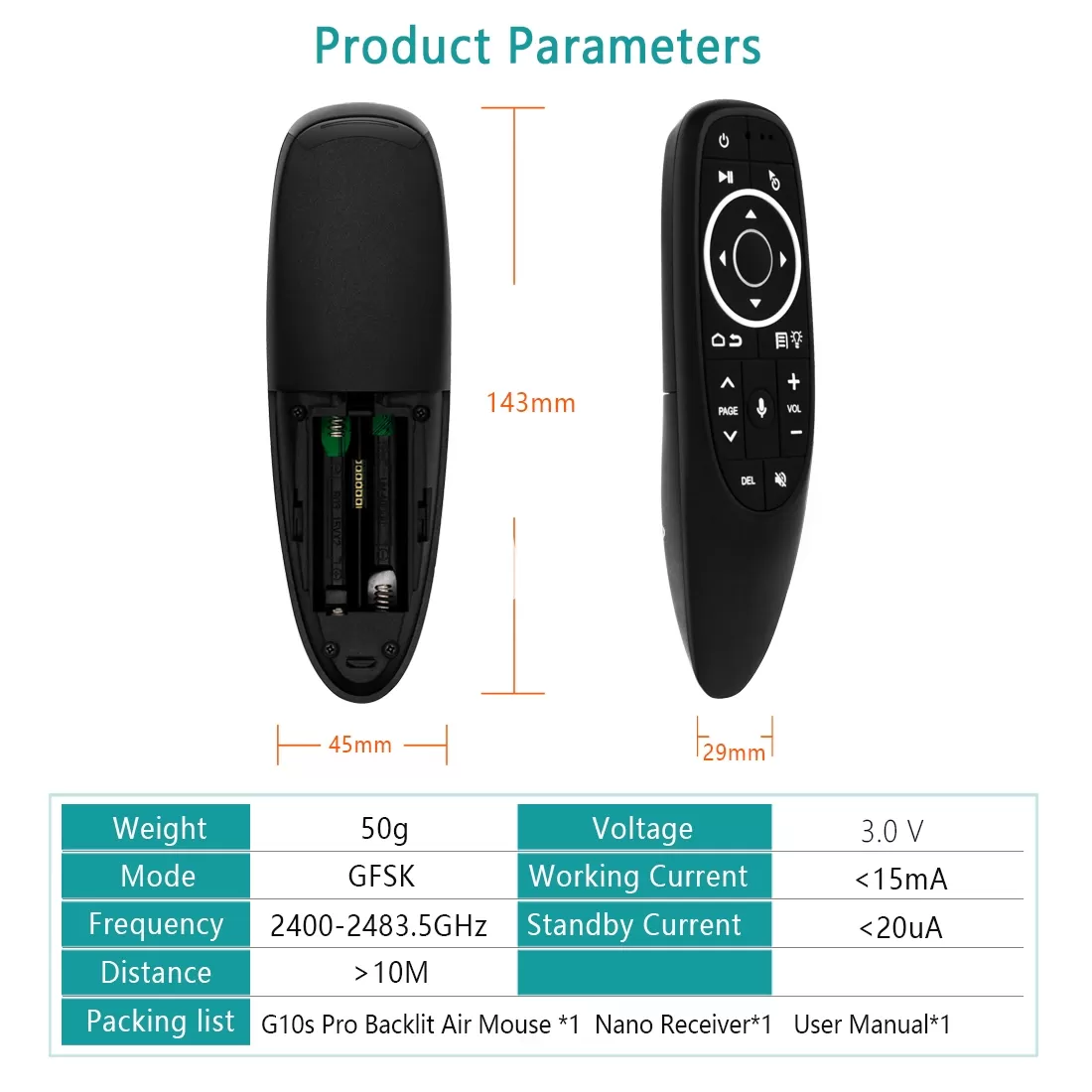 SYTA G10s Pro Wireless Remote Control Air Mouse IR Learning Voice Backlit