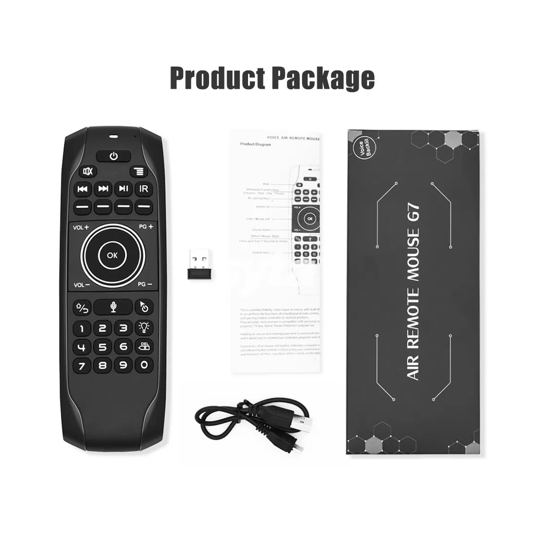 SYTA G7R Pro Air Mouse 2.4GHz Wireless Remote Control Air Mouse IR Learning Backlit Voice