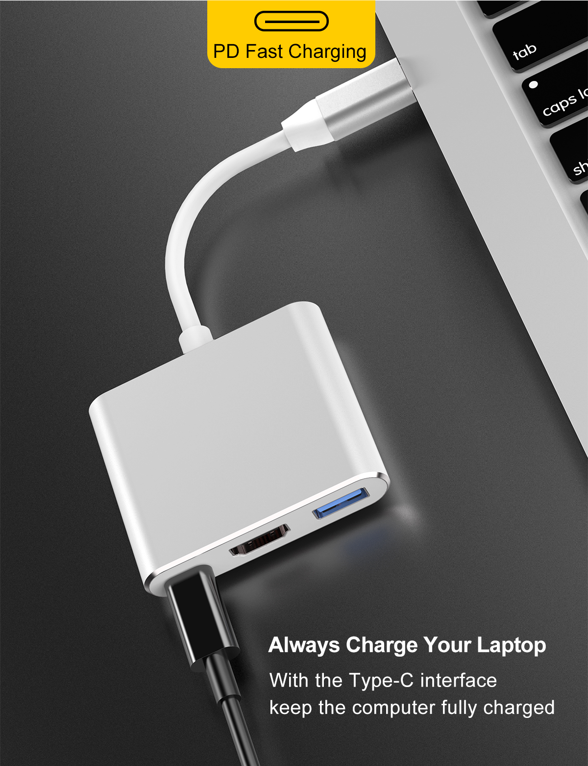 3 in 1 Type-C TO HDMI+PD+USB3.0