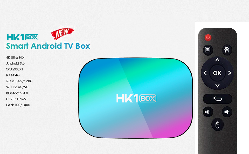 HK1 Box Android 9.0 Wifi 2.4 G/5G 8K H.265 S905X3 Quad-core Smart TV Box 100M