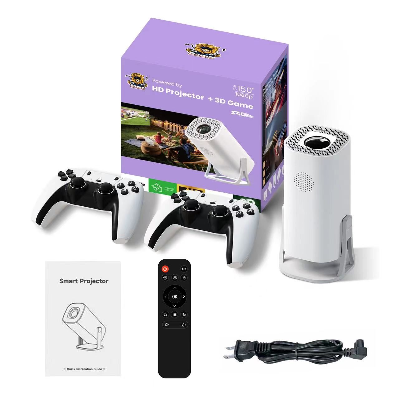 SYTA S40Ultra Video Games Projector 150ansi Built-in 30000+ Games Mini Portable Android Gaming Projector with HY01 Game Console