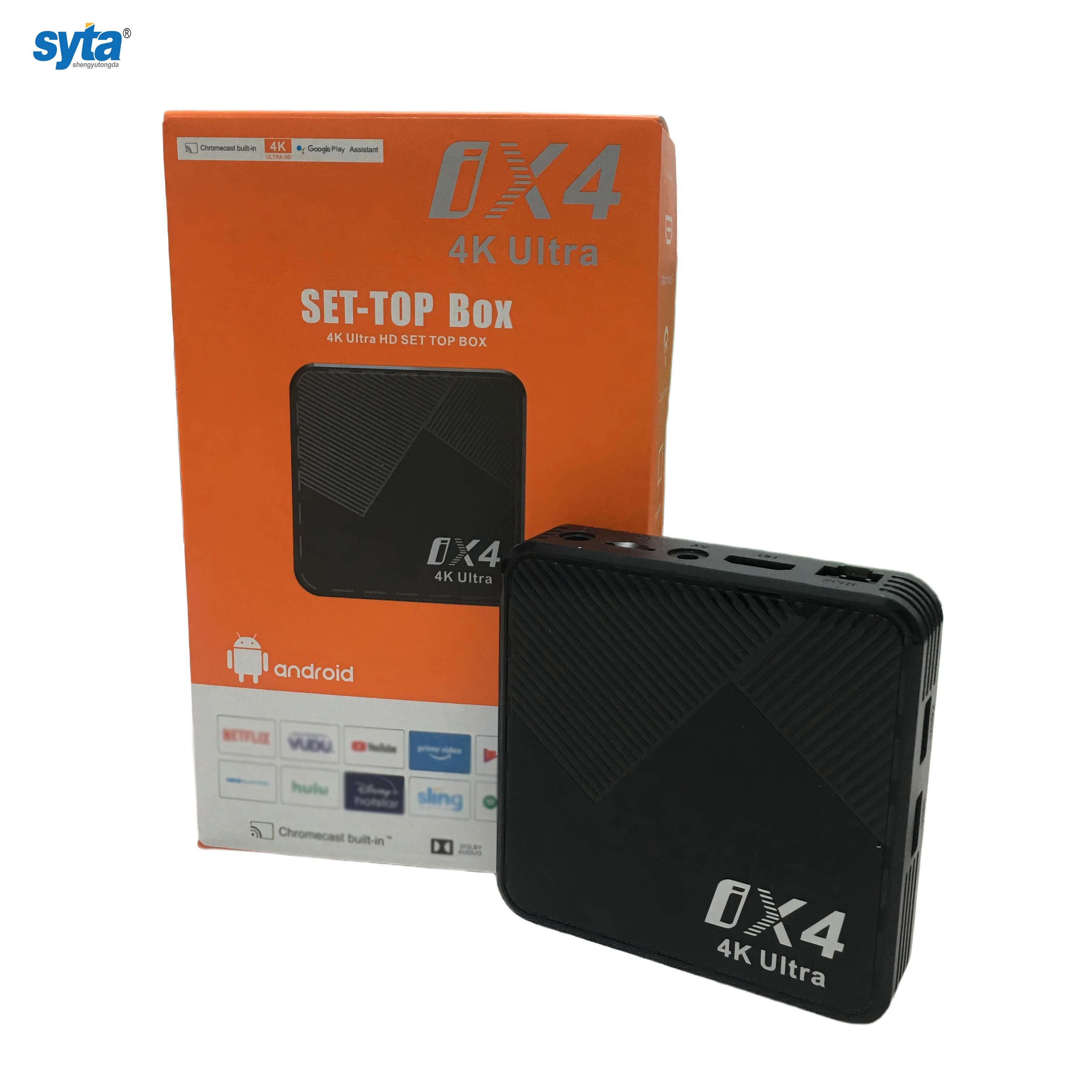 SYTA Ready to Ship IX4 Android TV Box S905l Chipset Dual Wifi BT5 Voice Remote Set Top Box 4k Smart TV Box