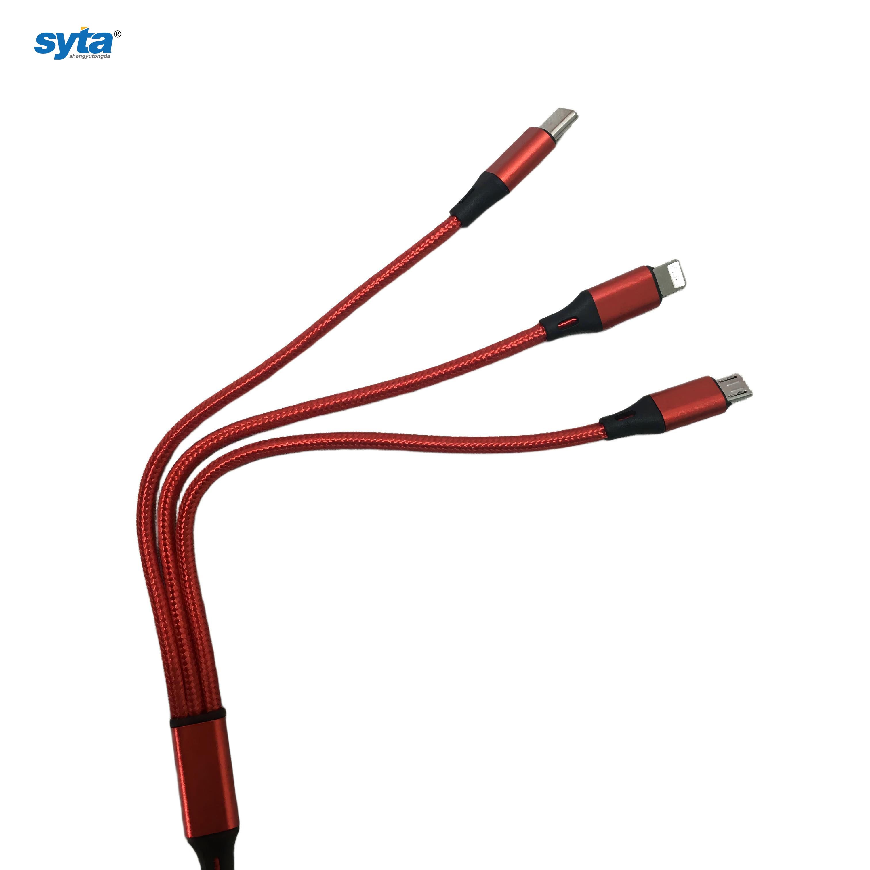 SYTA 3-in-1 PD Fast Charging Cable Multiple Universal USB Data Cable for Phone Micro USB Type C for iphone 16