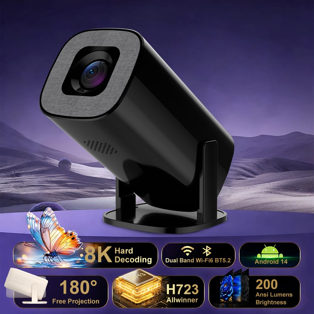 SYTA V1 Portable Projector 200 ANSI Lumens HD Mini Projector with Stand for Home Theater & Outdoor