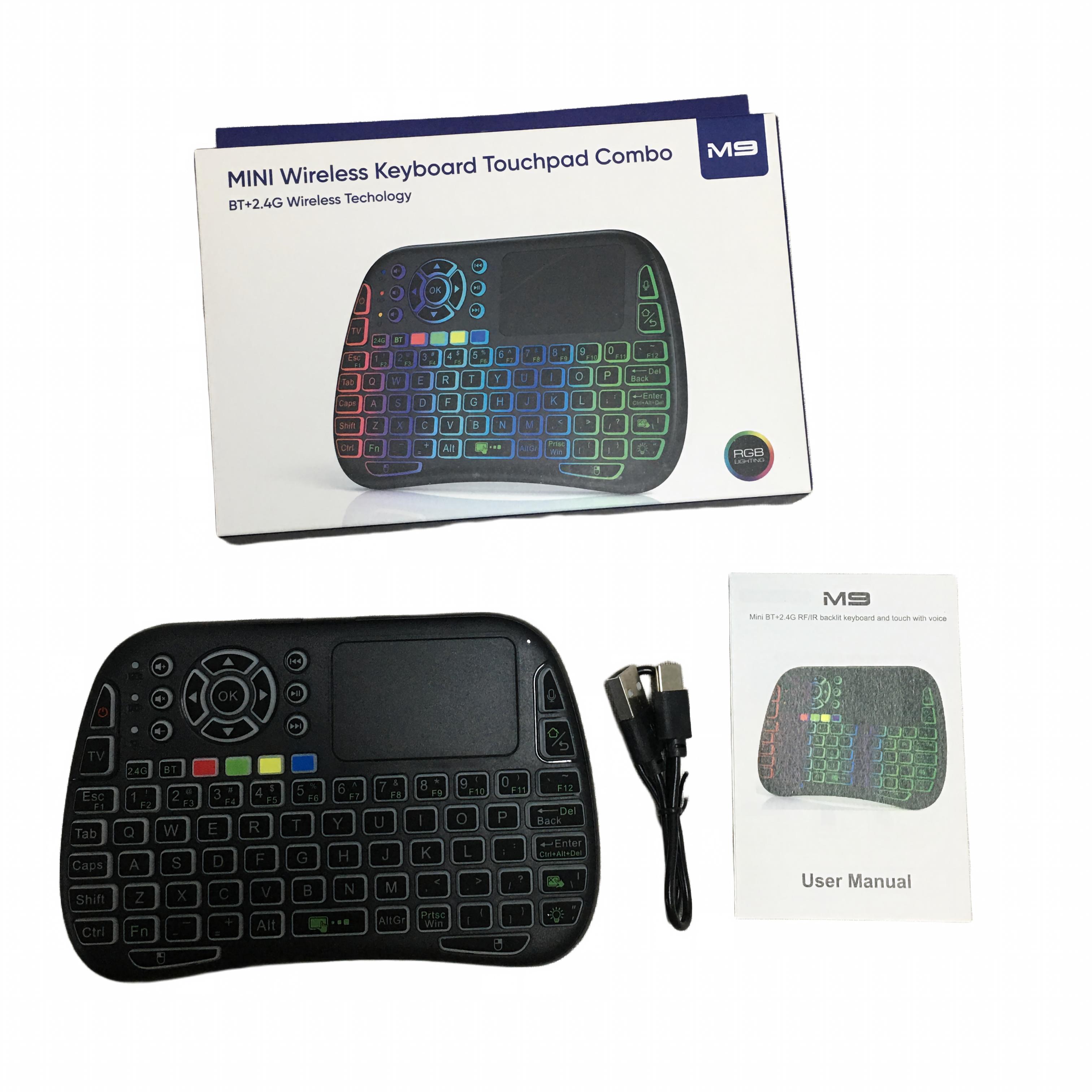 SYTA Air Mouse M9 Rechargeable Wireless Remote Control with Backlight Keyboard for Mini PC,Smart TV and Set Top Box,Projector