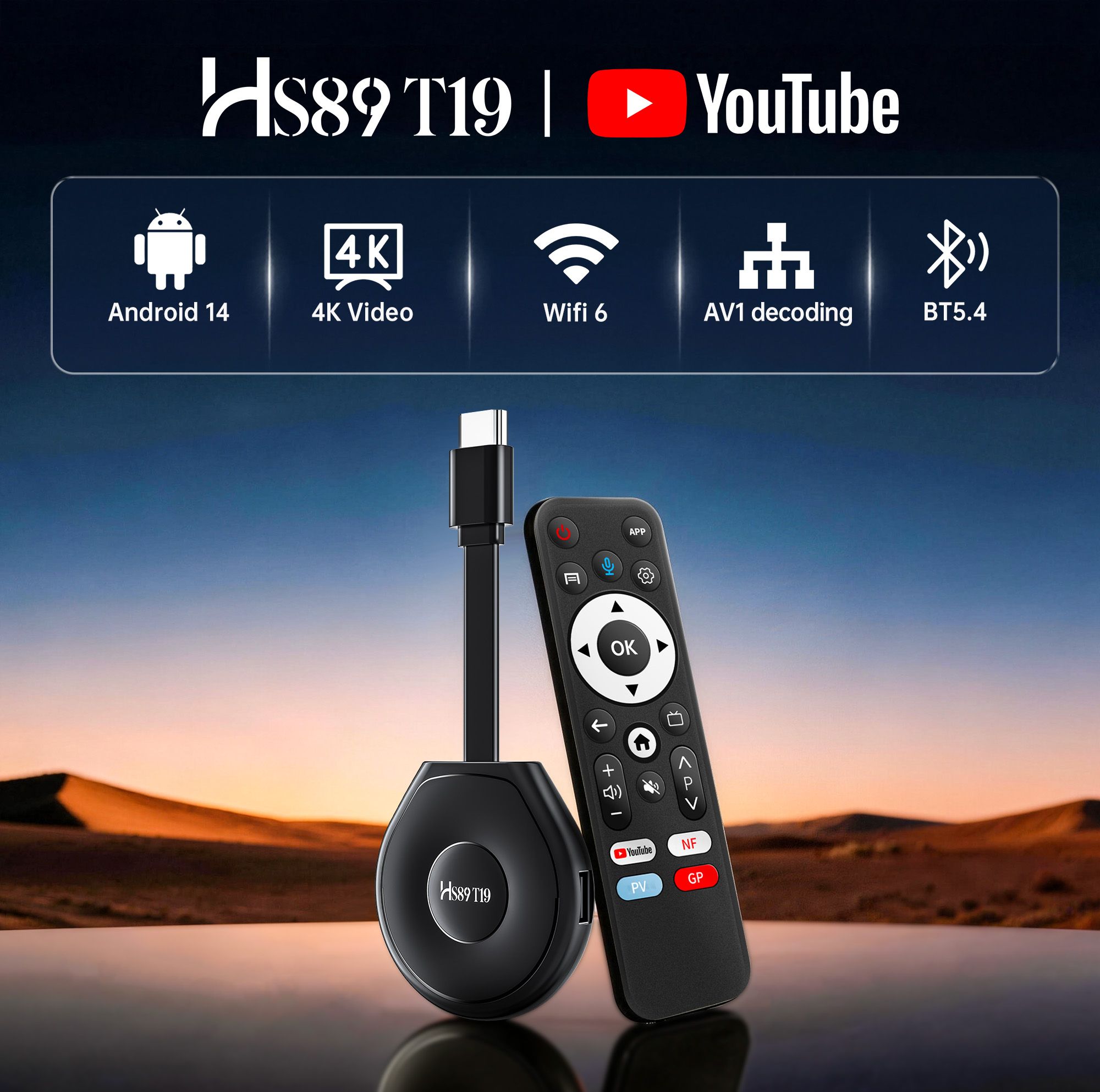 SYTA New Hot HS89 T19 TV Dongle RK3539 Dual Wifi6 Android 14 Android tv stick