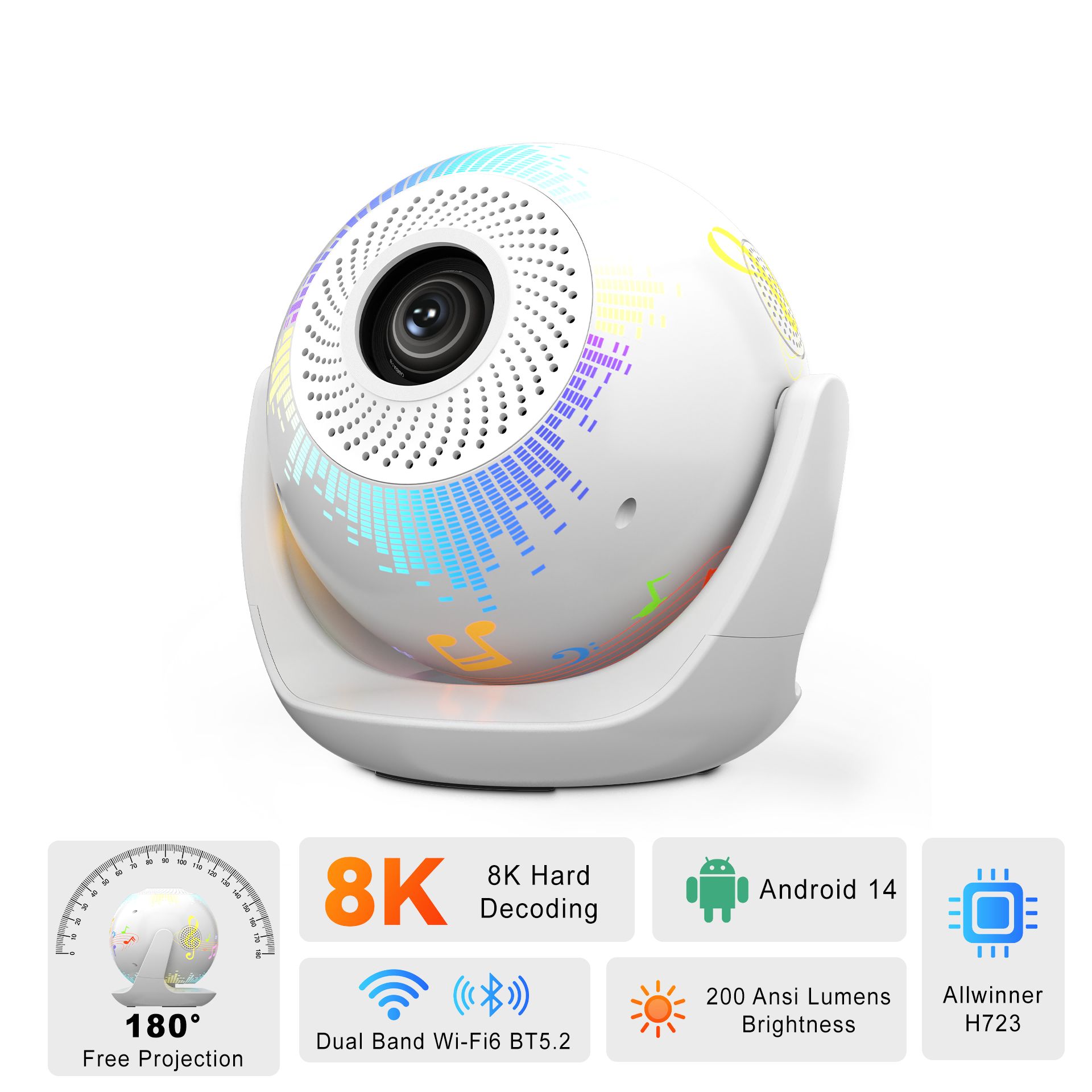 SYTA 3-in-1 KTV+Game+LLTV Smart Portable Projector U6 200ansi Mini Gaming Projector